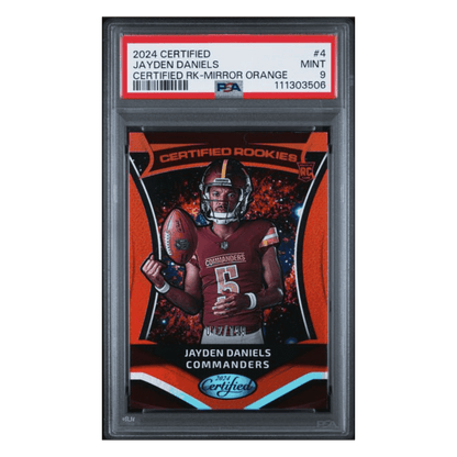 Jayden Daniels PSA 9 2024 Panini Certified Rookies Mirror Orange #d/ 149 Card #4