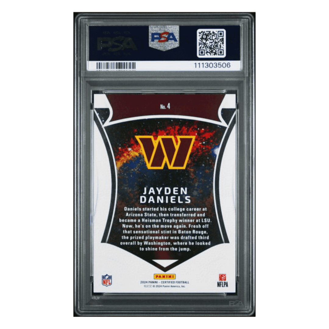 Jayden Daniels PSA 9 2024 Panini Certified Rookies Mirror Orange #d/ 149 Card #4