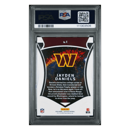 Jayden Daniels PSA 9 2024 Panini Certified Rookies Mirror Orange #d/ 149 Card #4