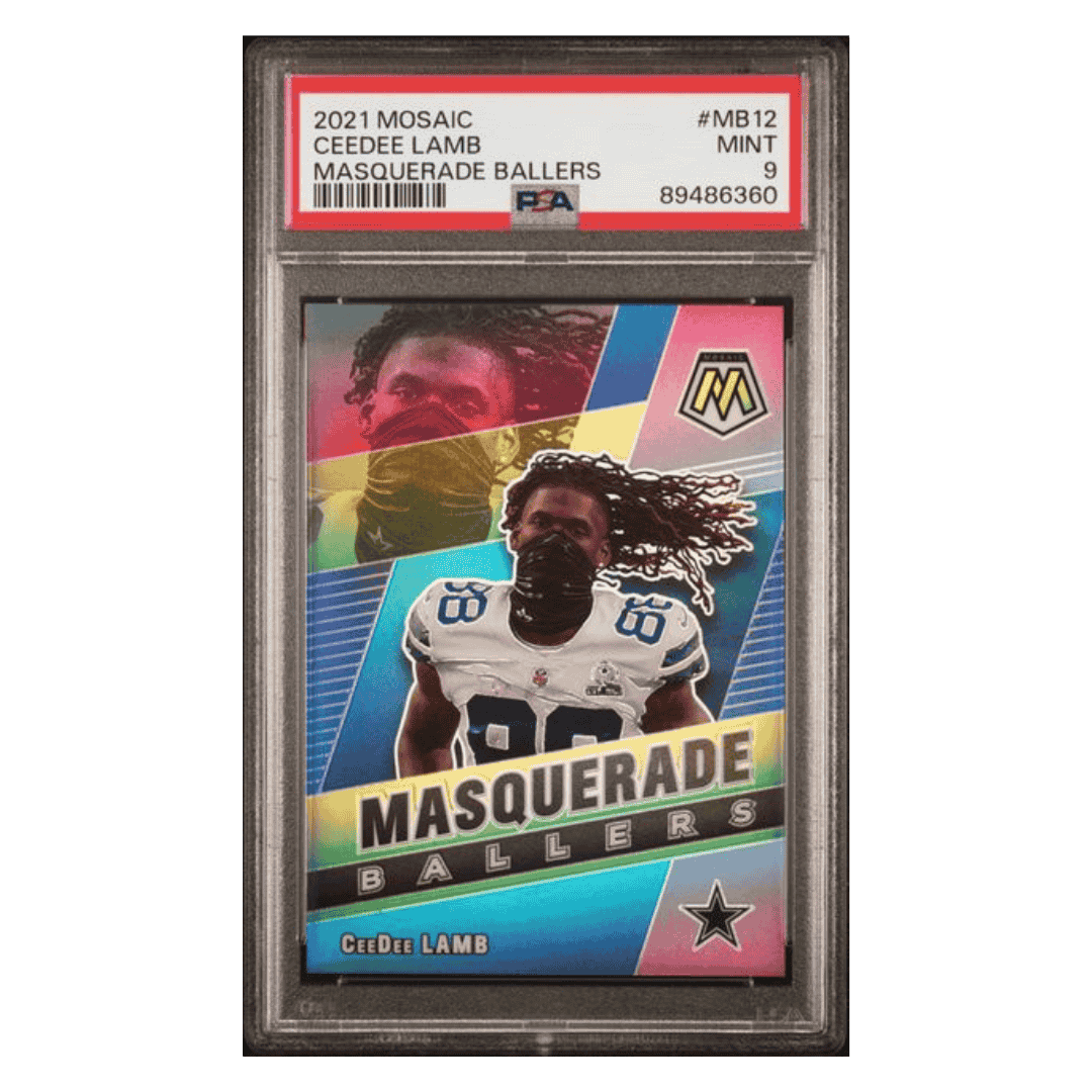 CeeDee Lamb PSA 9 2021 Panini Mosaic Masquerade Ballers Card #MB12