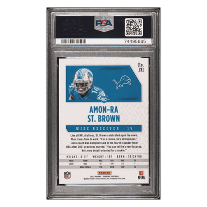 Amon-Ra St Brown PSA 9 2021 Panini Phoenix Fire Burst Rookie RC Card #131