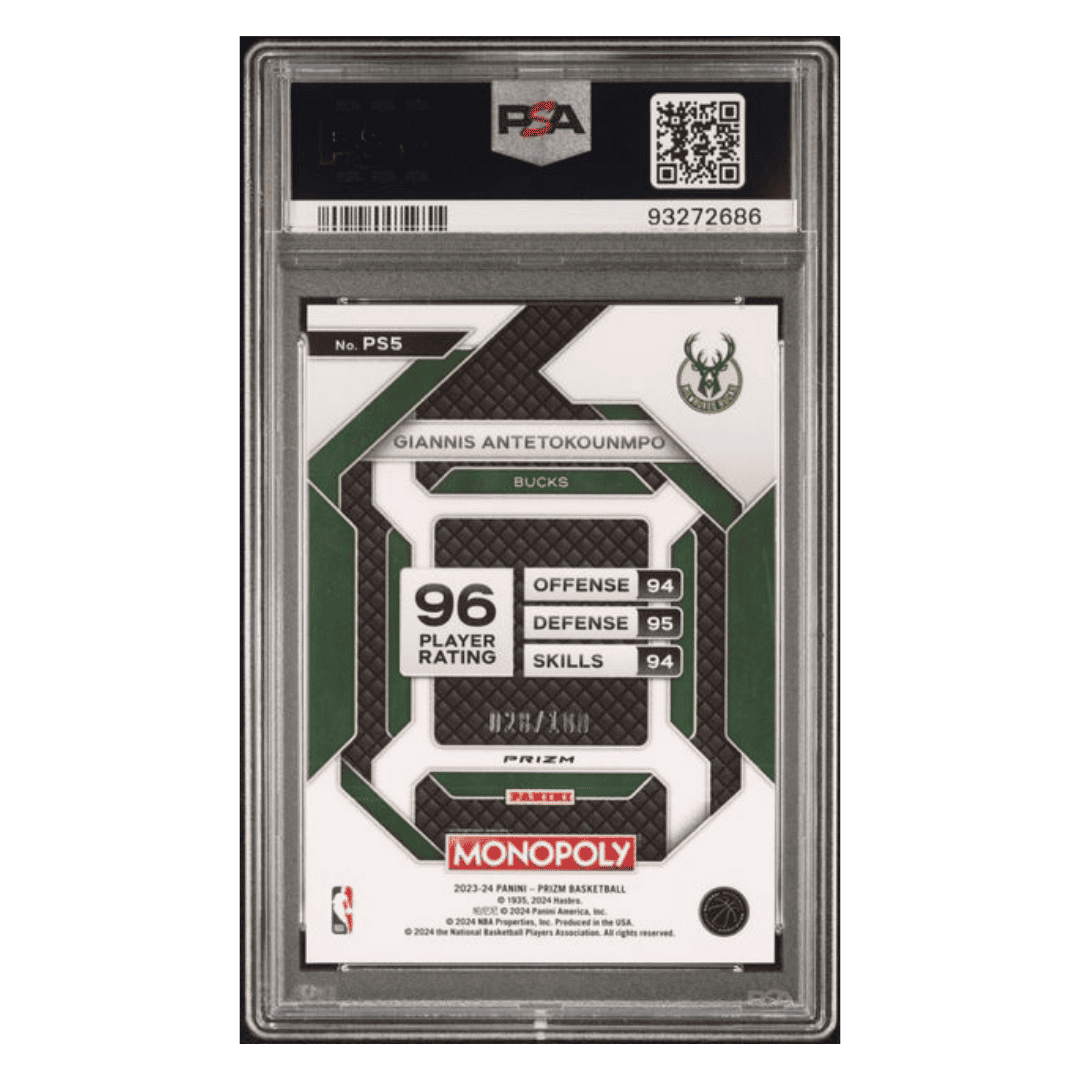 Giannis Antetokounmpo PSA 10 2023 Panini Prizm Monopoly All Star Red Millionaire Shimmer #d/ 100 Card #PS5