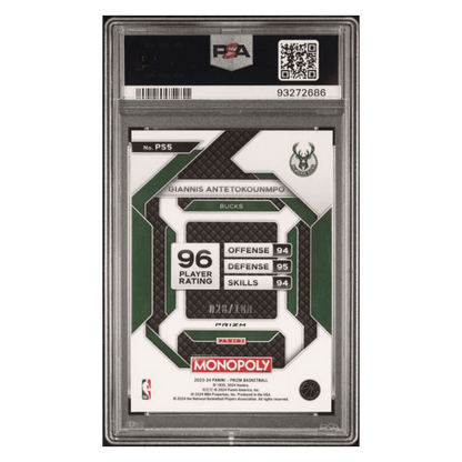 Giannis Antetokounmpo PSA 10 2023 Panini Prizm Monopoly All Star Red Millionaire Shimmer #d/ 100 Card #PS5