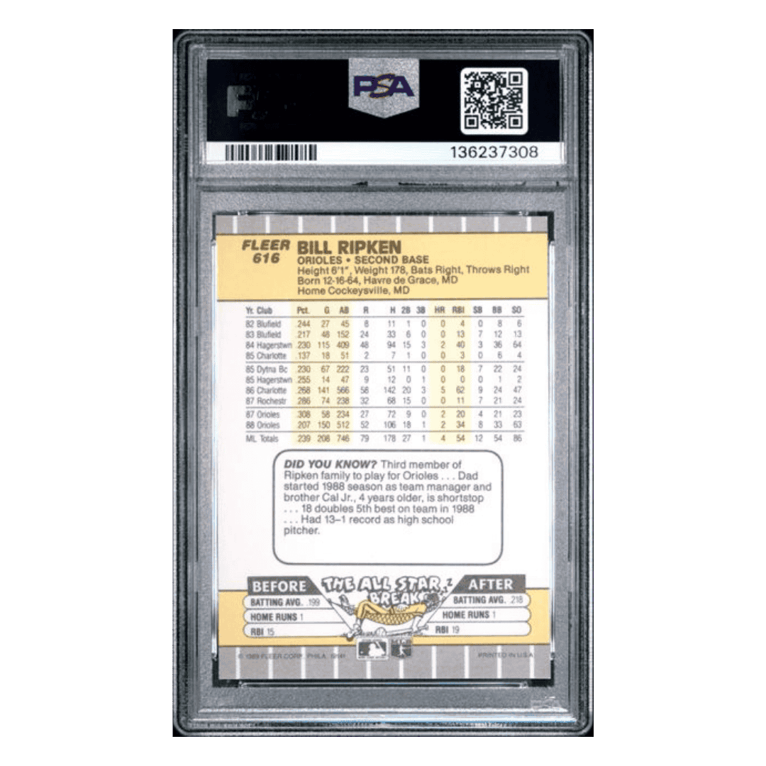 Bill Ripken PSA 9 1989 Fleer FF Error Card #616