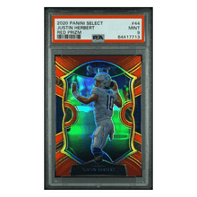 Justin Herbert PSA 9 2020 Panini Select Red Prizm Rookie RC #d/ 99 Card #44