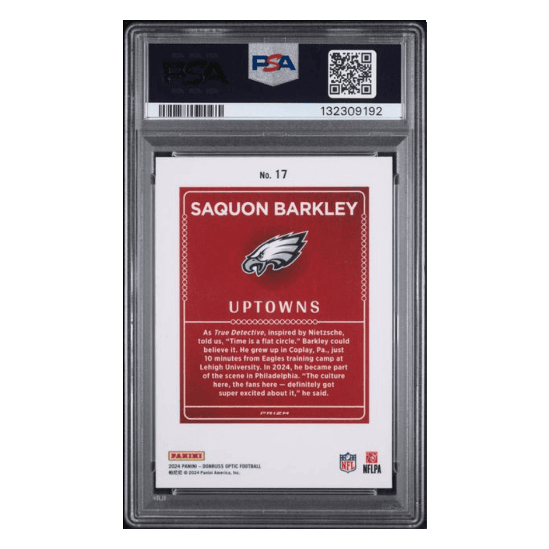 Saquon Barkley PSA 10 2024 Panini Donruss Optic Uptowns Card #17