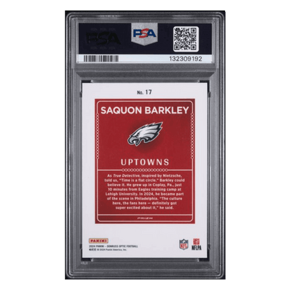 Saquon Barkley PSA 10 2024 Panini Donruss Optic Uptowns Card #17
