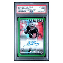 Brock Bowers PSA 9 2024 Topps Chrome Rookie Autograph Green Refractor #d/ 99 Card #RABBO