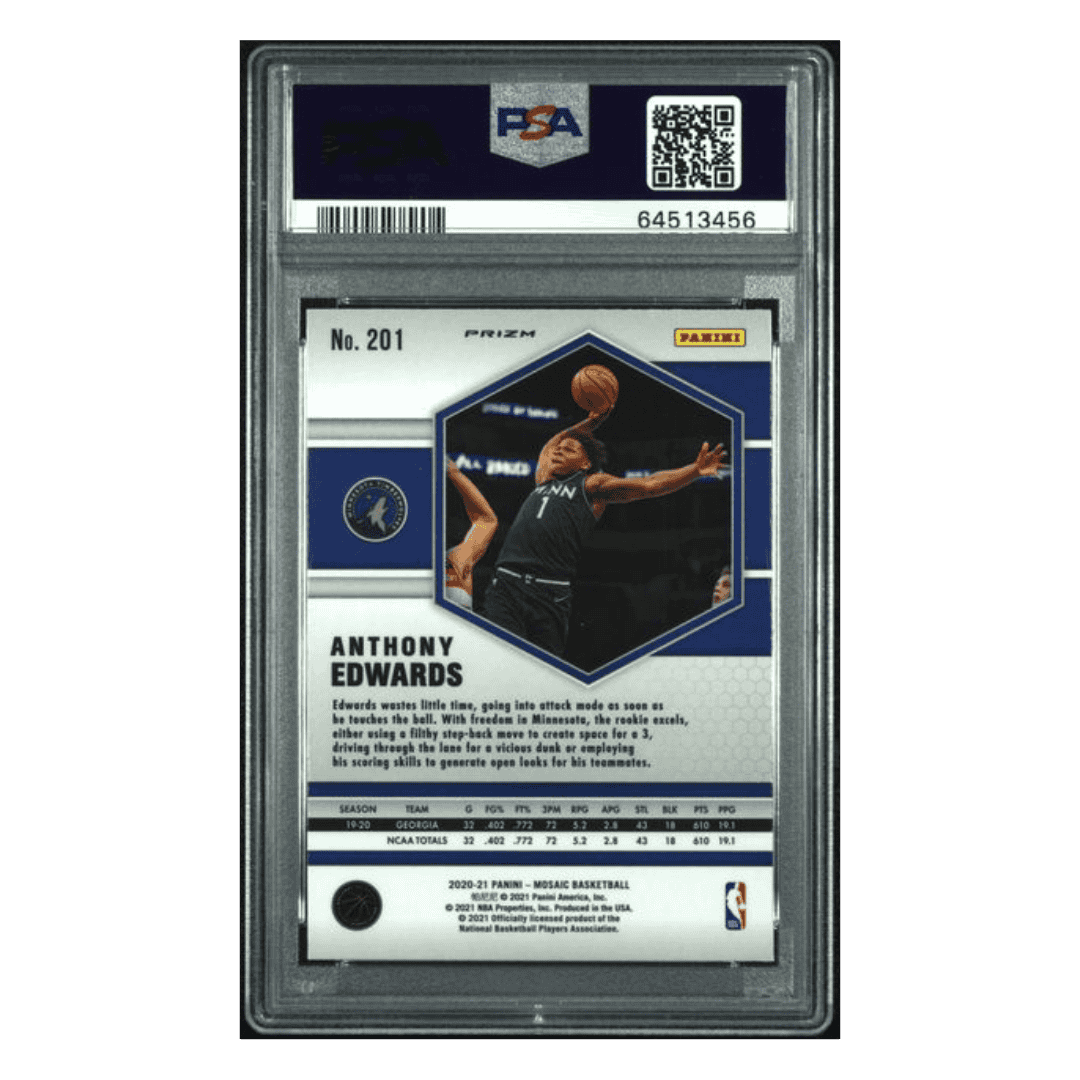 Anthony Edwards PSA 10 2020 Panini Mosaic Reactive Orange Rookie RC Card #201