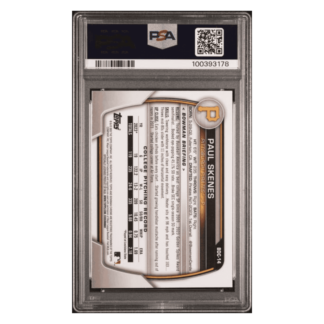 Paul Skenes PSA 9 2023 Topps Bowman Draft Chrome Card #BDC14