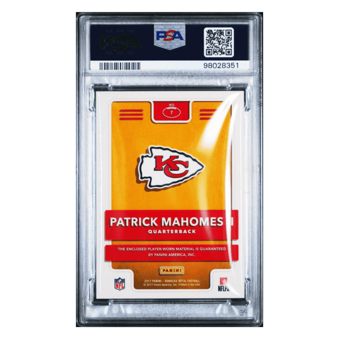 Patrick Mahomes PSA 9 2017 Panini Donruss Optic Rookie Phenom Jersey Patch Card #7