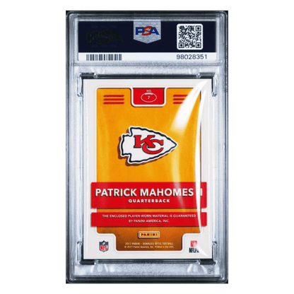 Patrick Mahomes PSA 9 2017 Panini Donruss Optic Rookie Phenom Jersey Patch Card #7
