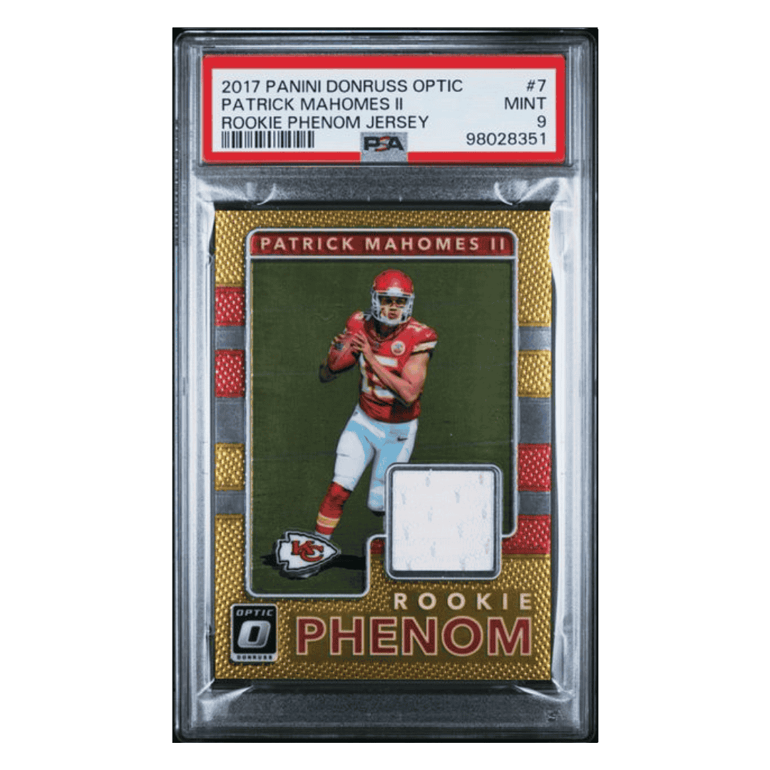 Patrick Mahomes PSA 9 2017 Panini Donruss Optic Rookie Phenom Jersey Patch Card #7