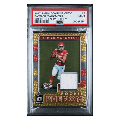 Patrick Mahomes PSA 9 2017 Panini Donruss Optic Rookie Phenom Jersey Patch Card #7