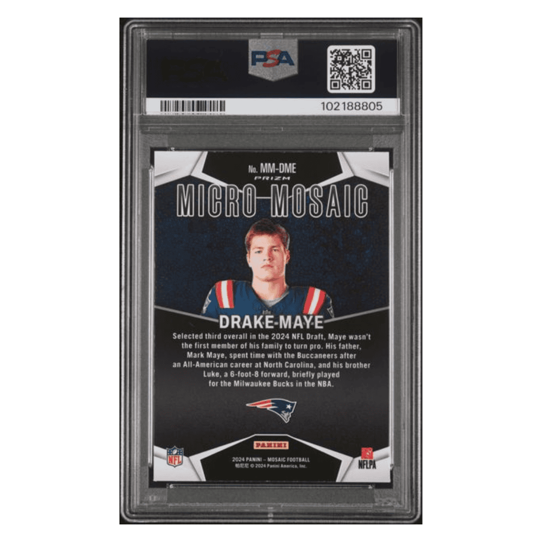 Drake Maye PSA 9 2024 Panini Mosaic Micro Mosaic Rookie RC Case Hit Card #MMDME