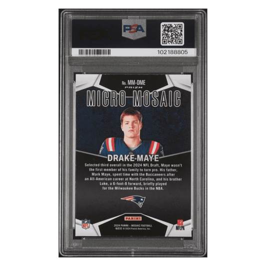 Drake Maye PSA 9 2024 Panini Mosaic Micro Mosaic Rookie RC Case Hit Card #MMDME