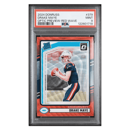 Drake Maye PSA 9 2024 Panini Donruss Optic Preview Red Wave Rated Rookie Card #379