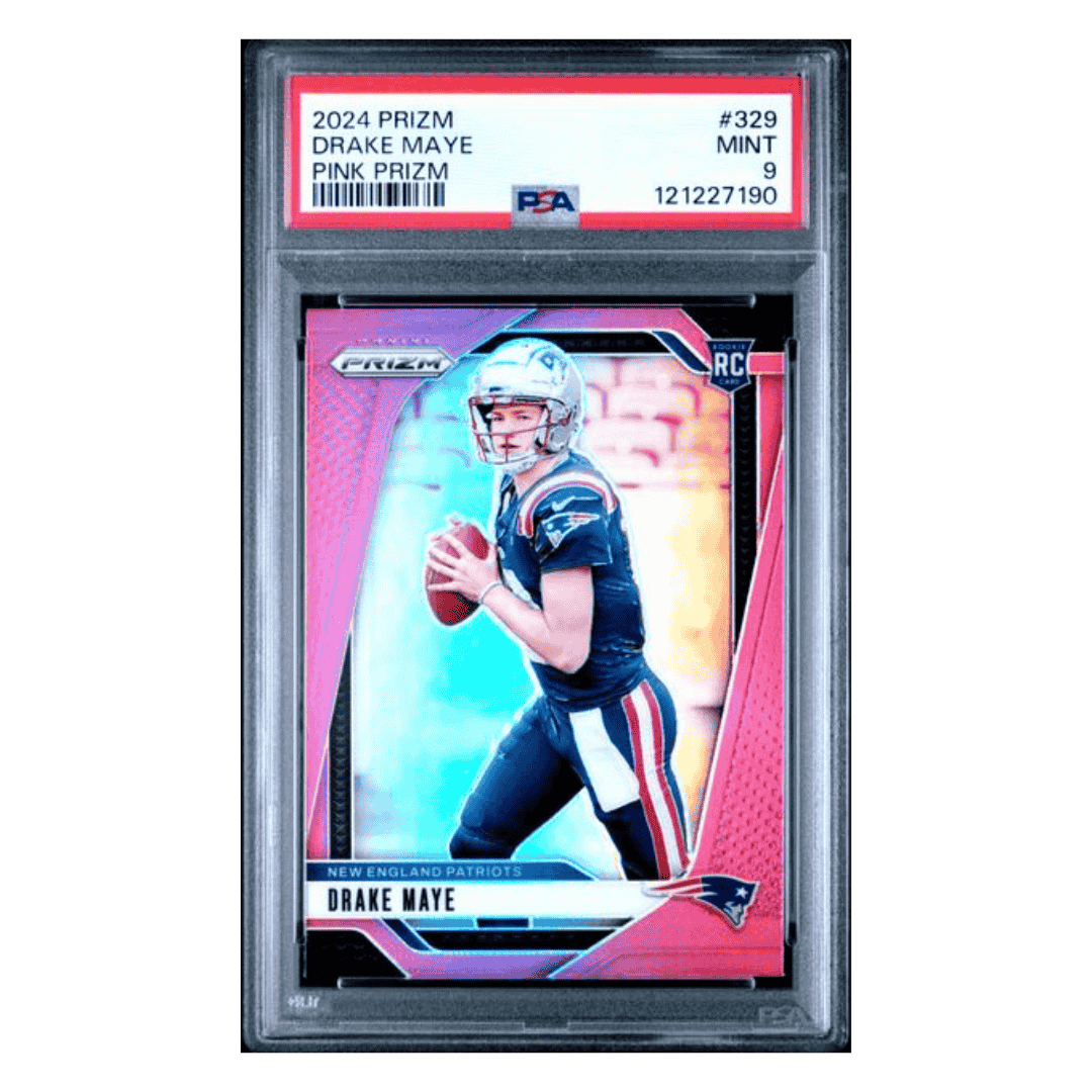 Drake Maye PSA 9 2024 Panini Prizm Pink Prizm Rookie RC Card #329
