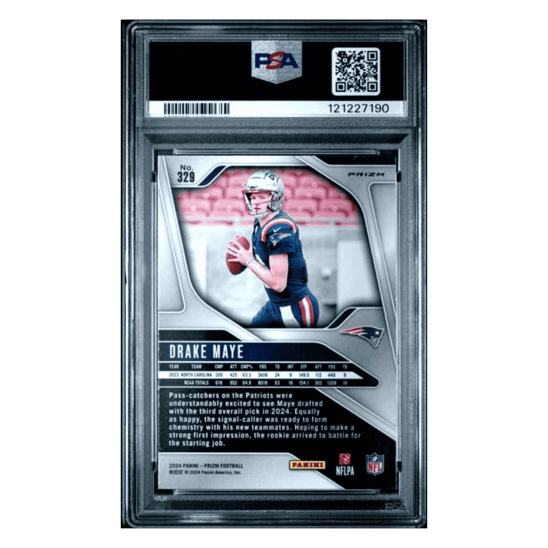 Drake Maye PSA 9 2024 Panini Prizm Pink Prizm Rookie RC Card #329