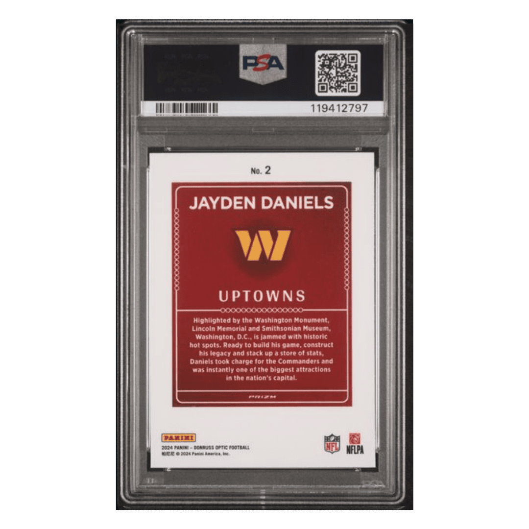 Jayden Daniels PSA 10 2024 Panini Donruss Optic Uptowns Rookie RC Card #2
