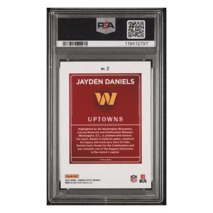 Jayden Daniels PSA 10 2024 Panini Donruss Optic Uptowns Rookie RC Card #2