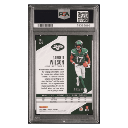 Garrett Wilson PSA 9 2022 Panini Phoenix Teal Rookie RC #d/ 150 Card #106