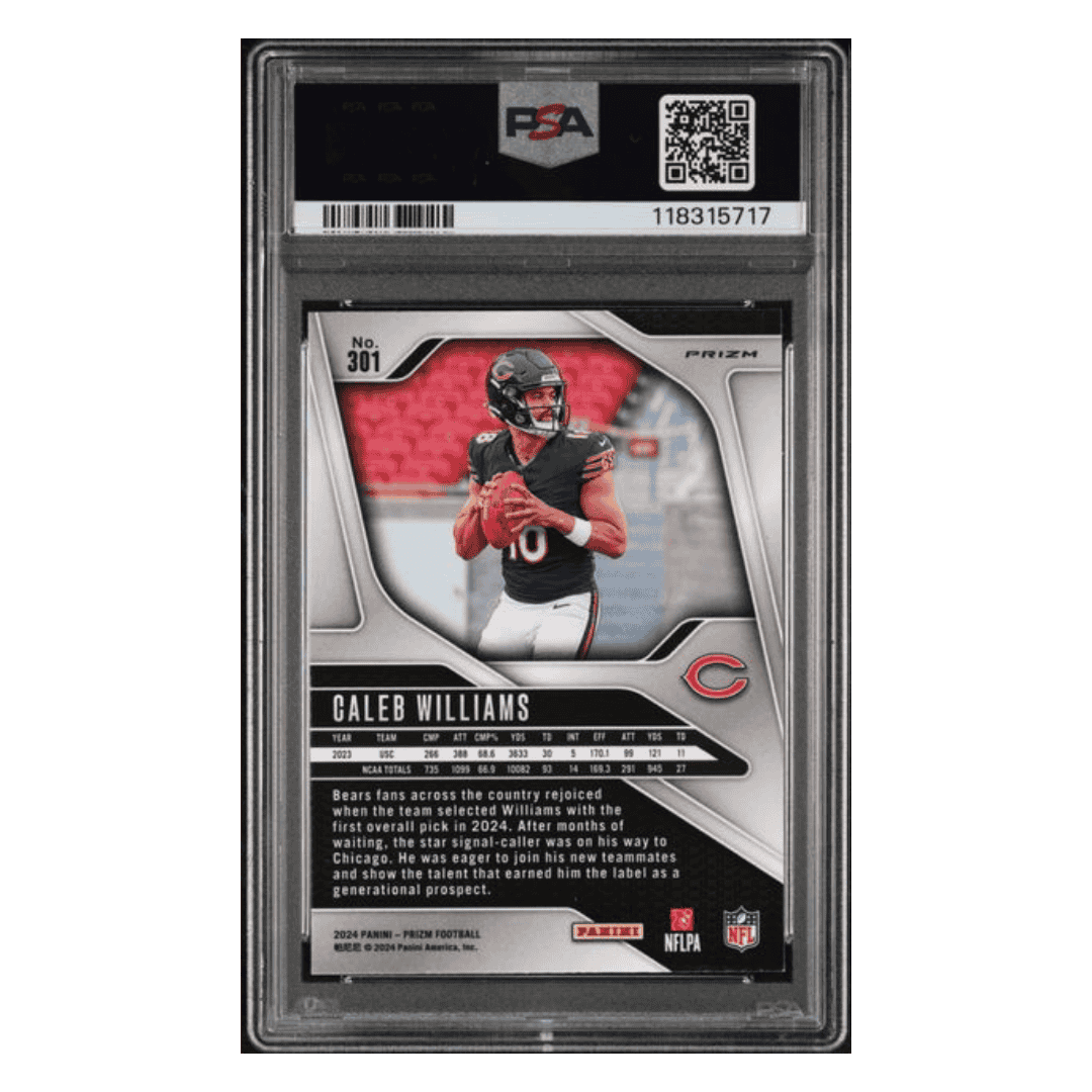 Caleb Williams PSA 10 2024 Panini Prizm Silver Prizm Rookie RC Card #301