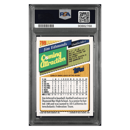 Jim Edmonds PSA 9 1993 Topps Coming Attraction Card #799