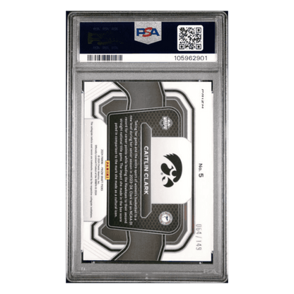 Caitlin Clark PSA 10 2024 Panini Prizm Draft Picks Campus Legend Purple Ice Rookie RC #d/ 149 Card #5