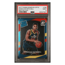 Donovan Mitchell PSA 9 2017 Panini Donruss Optic Red/ Yellow Rated Rookie Card #188