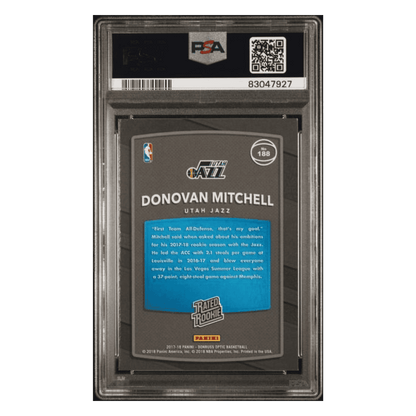 Donovan Mitchell PSA 9 2017 Panini Donruss Optic Red/ Yellow Rated Rookie Card #188