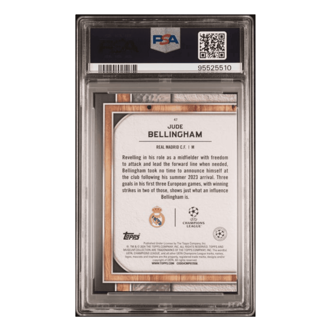 Jude Bellingham PSA 9 2023-24 Topps Museum Collection UEFA Champions League Ruby #d/ 25 Card #47