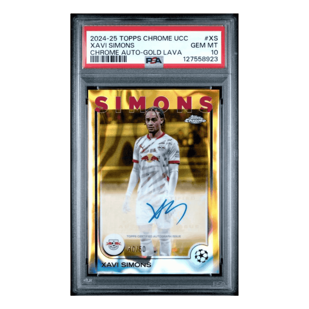 Xavi Simons PSA 10 2024-25 Topps Chrome UEFA Club Competitions Autograph Gold Lava #d/ 50 Card #XS