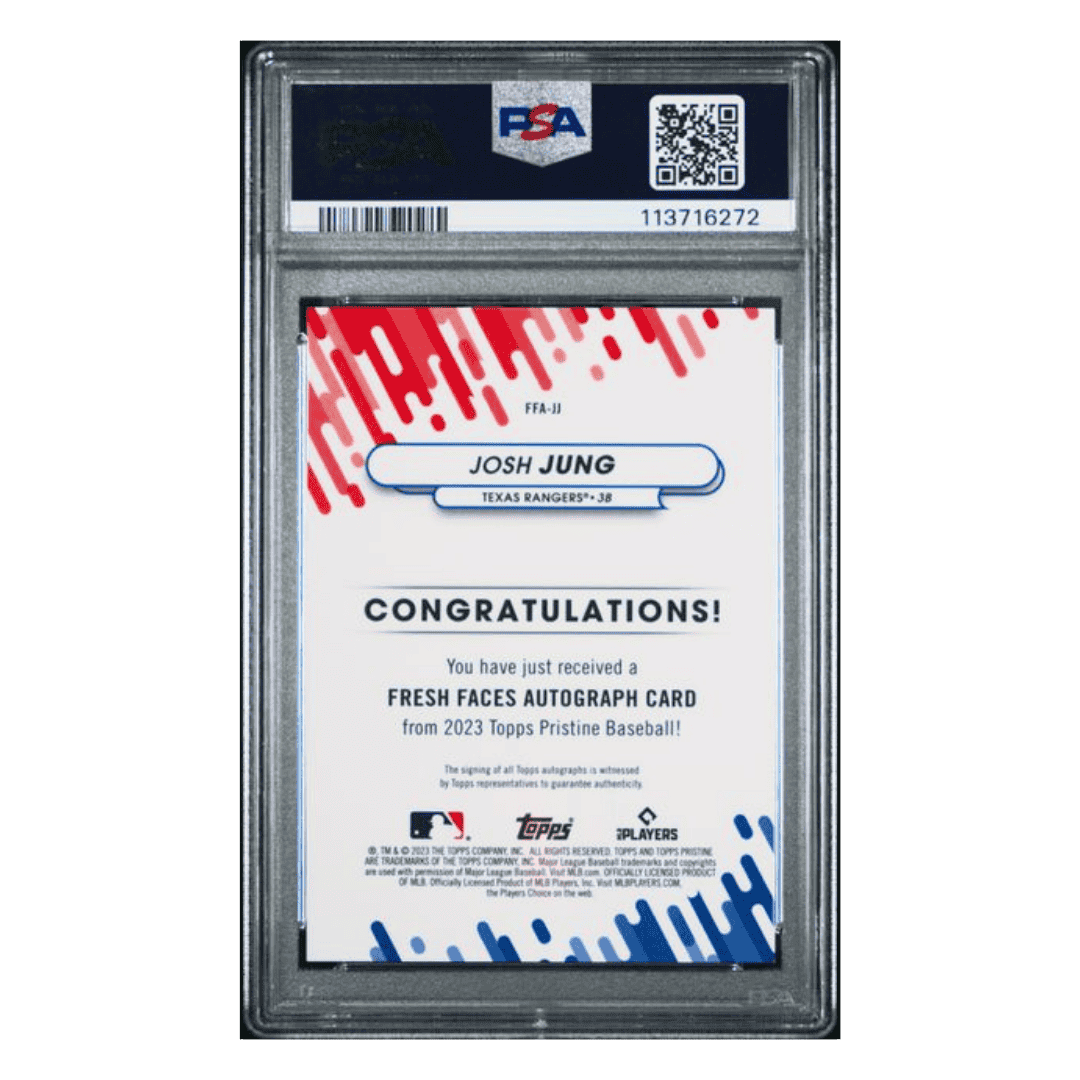 Josh Jung PSA 10 2023 Topps Pristine Fresh Faces Autograph Card #FFAJJ