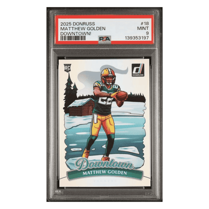 Matthew Golden PSA 9 2025 Panini Donruss Downtown! Rookie RC Card #18
