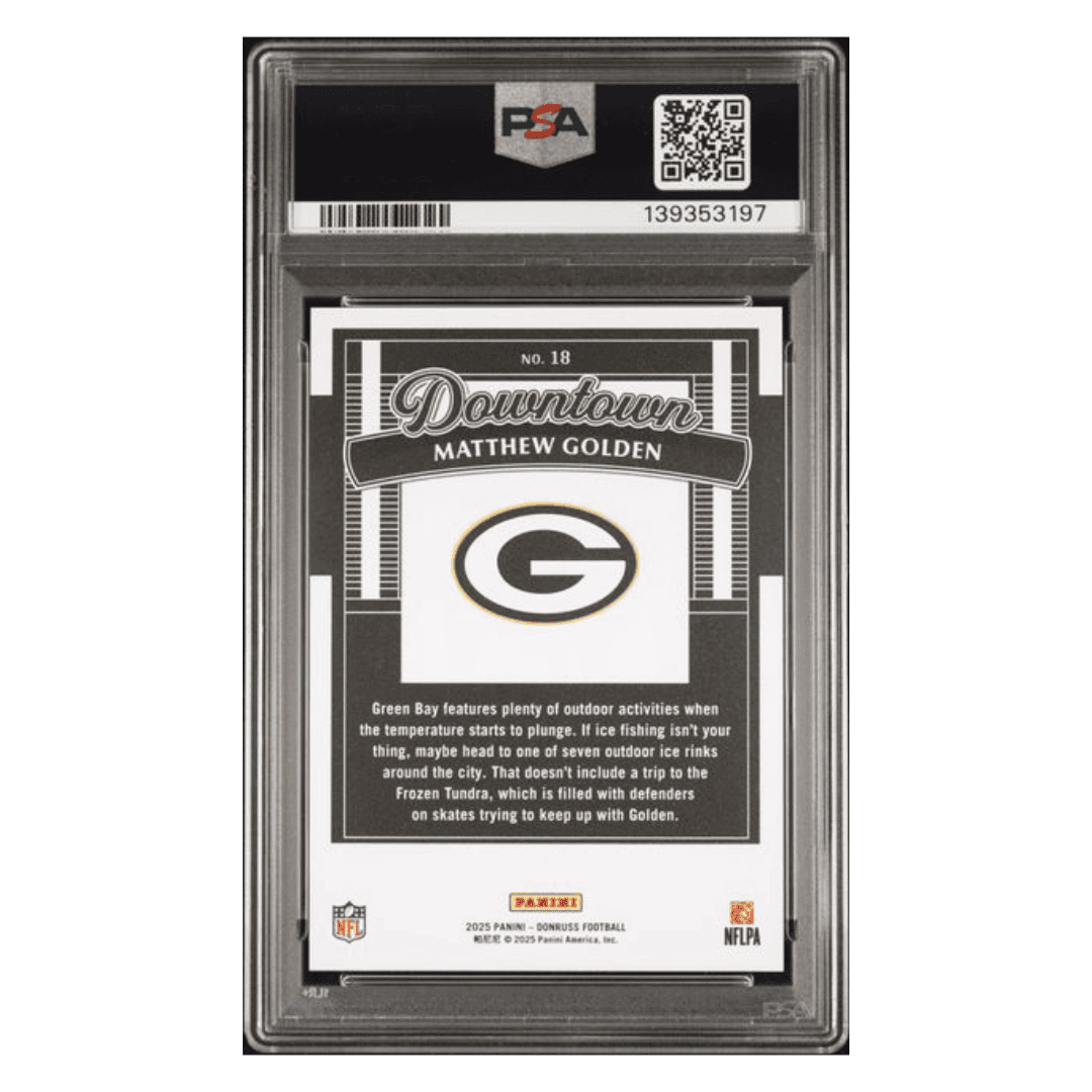 Matthew Golden PSA 9 2025 Panini Donruss Downtown! Rookie RC Card #18
