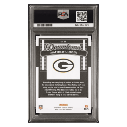 Matthew Golden PSA 9 2025 Panini Donruss Downtown! Rookie RC Card #18