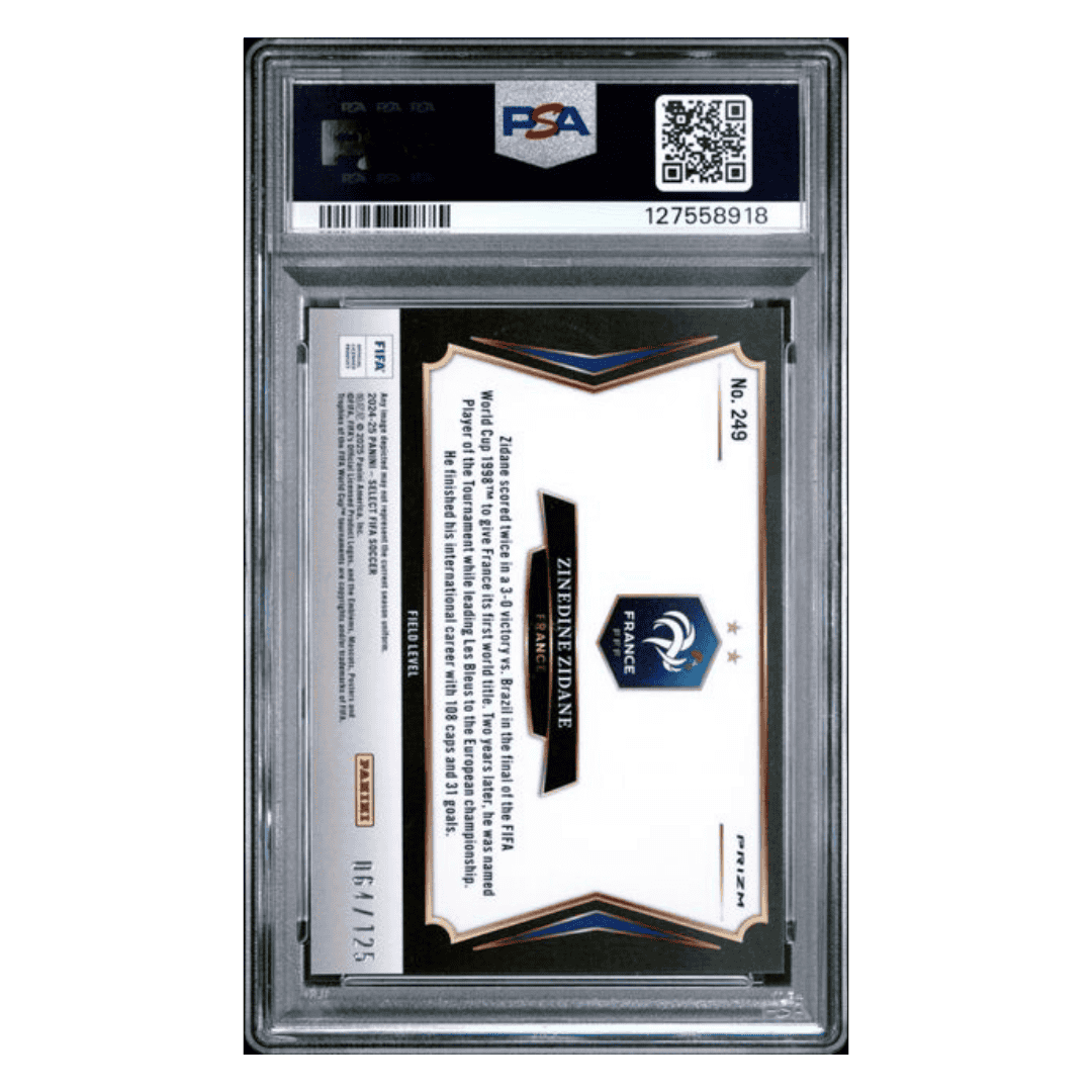 Zinedine Zidane PSA 10 2024-25 Panini Select FIFA Orange Fluorescent #d/ 249