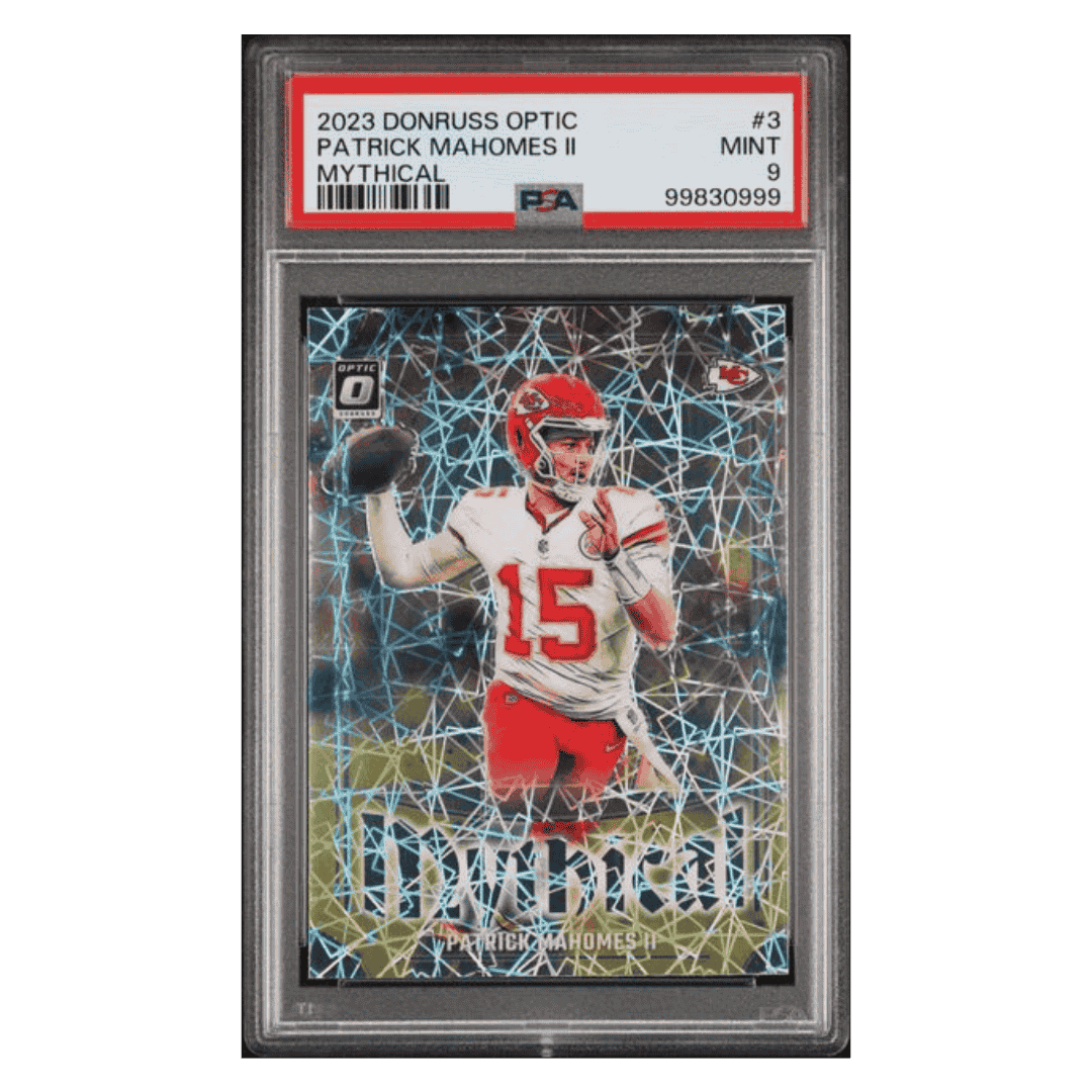Patrick Mahomes PSA 9 2023 Panini Donruss Optic Mythical Case Hit Card #3