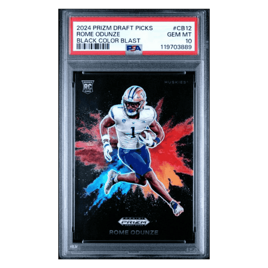 Rome Odunze PSA 10 2024 Panini Prizm Draft Picks Black Color Blast Case Hit Rookie RC Card #CB12