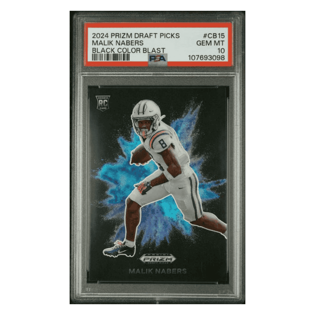Malik Nabers PSA 10 2024 Panini Prizm Draft Picks Black Color Blast Case Hit Card #CB15