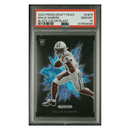Malik Nabers PSA 10 2024 Panini Prizm Draft Picks Black Color Blast Case Hit Card #CB15
