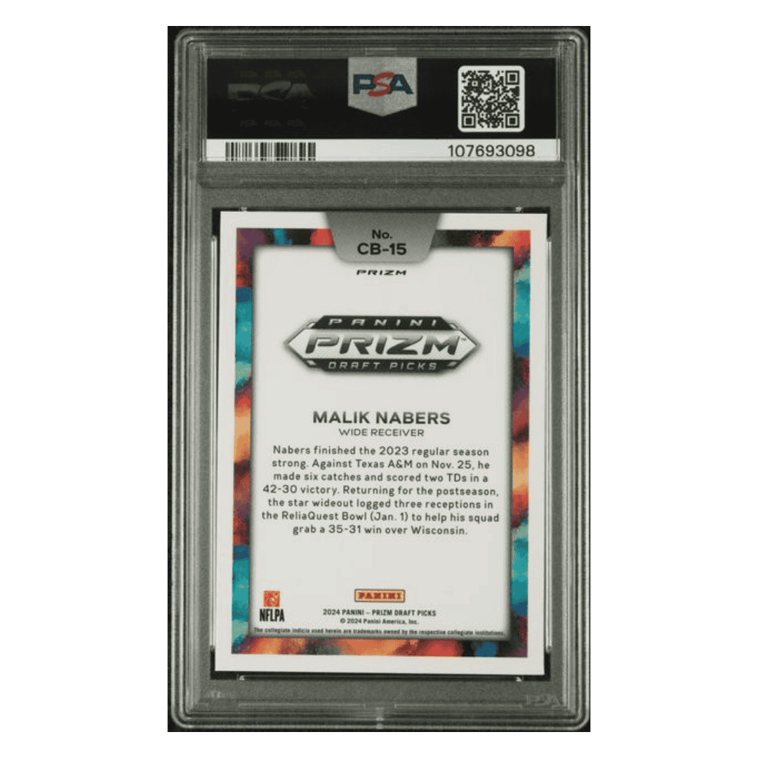 Malik Nabers PSA 10 2024 Panini Prizm Draft Picks Black Color Blast Case Hit Card #CB15