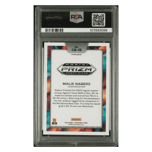 Malik Nabers PSA 10 2024 Panini Prizm Draft Picks Black Color Blast Case Hit Card #CB15