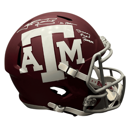 Johnny Manziel Texas A&M Autographed Full Size Replica Helmet with 2 Inscriptions - Beckett COA