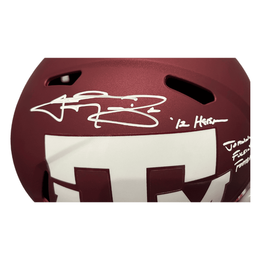 Johnny Manziel Texas A&M Autographed Full Size Replica Helmet with 2 Inscriptions - Beckett COA