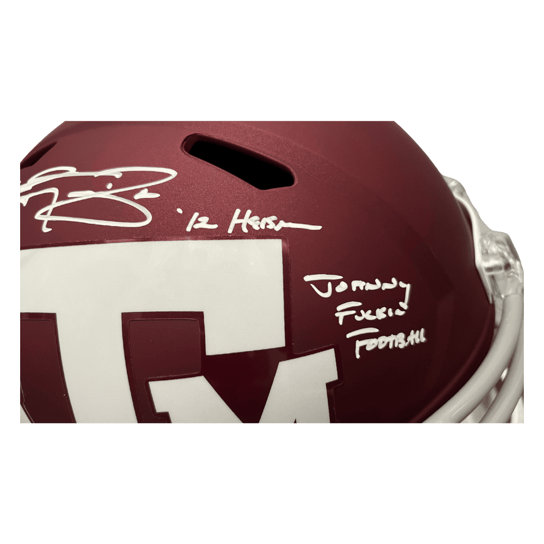Johnny Manziel Texas A&M Autographed Full Size Replica Helmet with 2 Inscriptions - Beckett COA