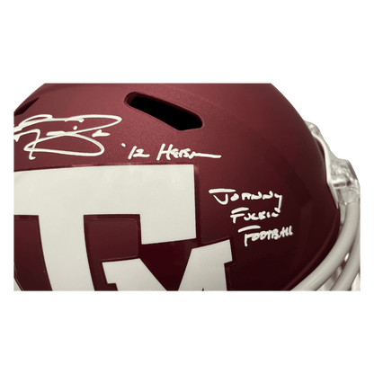 Johnny Manziel Texas A&M Autographed Full Size Replica Helmet with 2 Inscriptions - Beckett COA