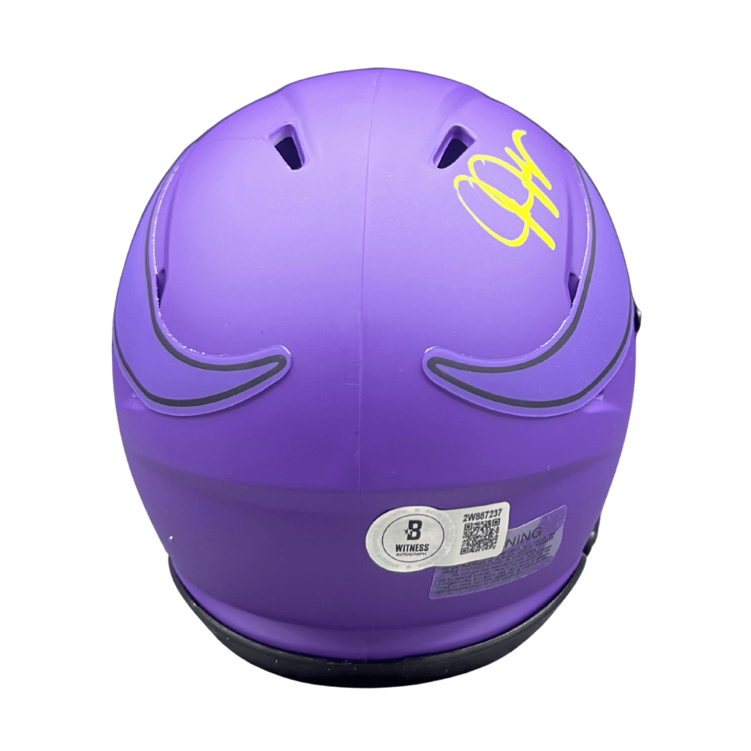 Justin Jefferson Minnesota Vikings Autographed Rave Mini Speed Helmet - Beckett COA
