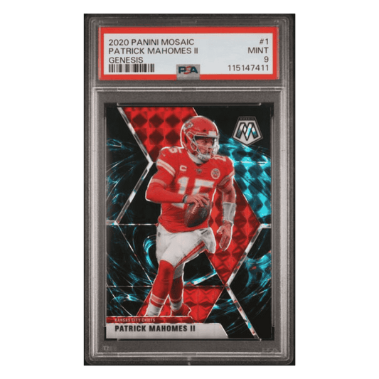 Patrick Mahomes PSA 9 2020 Panini Mosaic Genesis Case Hit Card #1